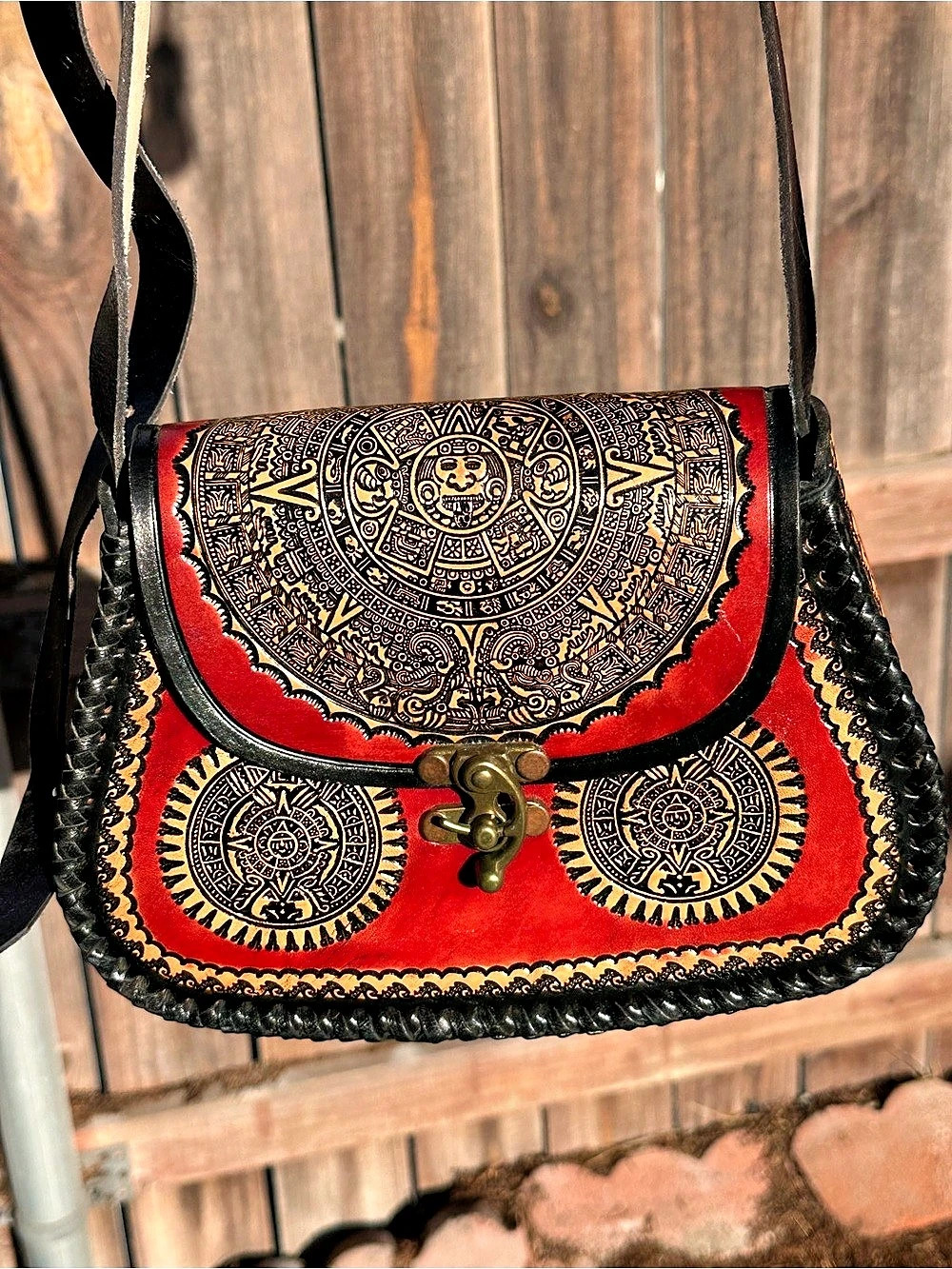 Red & Black Aztec Crossbody Bag